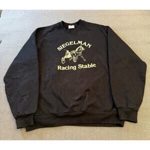 SIEGELMAN STABLE Men's Crewneck Sweatshirt XL Black Graphic Racing stable